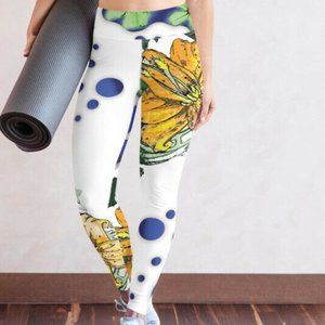 BW Orange Flower Women's Yoga Pants Graphic Design